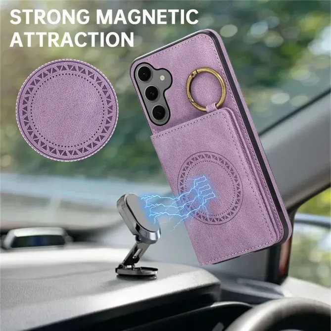 Coque Samsung Galaxy S26+ Porte-carte et Anneau Métal | Vintage-Fold