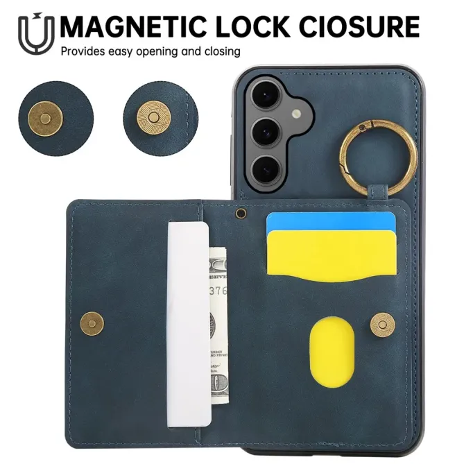 Coque Samsung Galaxy S26+ Porte-carte et Anneau Métal | Vintage-Fold