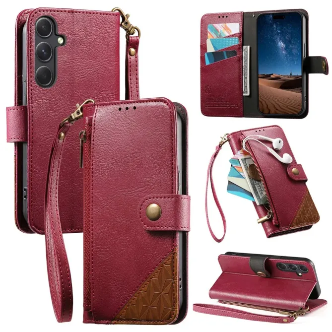Housse Samsung Galaxy S26+ Portefeuille Bicolore Zippée avec Dragonne