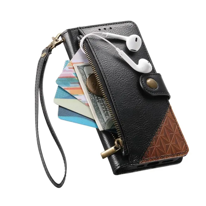 Housse Samsung Galaxy S26+ Portefeuille Bicolore Zippée avec Dragonne