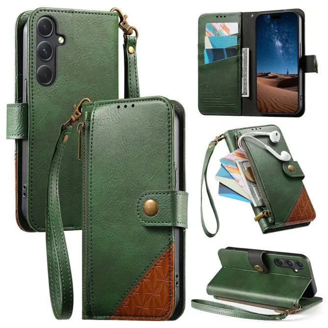 Housse Samsung Galaxy S26+ Portefeuille Bicolore Zippée avec Dragonne