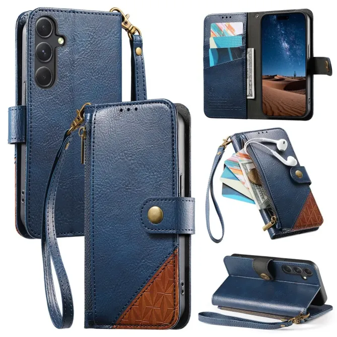 Housse Samsung Galaxy S26+ Portefeuille Bicolore Zippée avec Dragonne