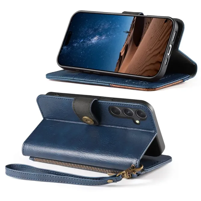 Housse Samsung Galaxy S26+ Portefeuille Bicolore Zippée avec Dragonne