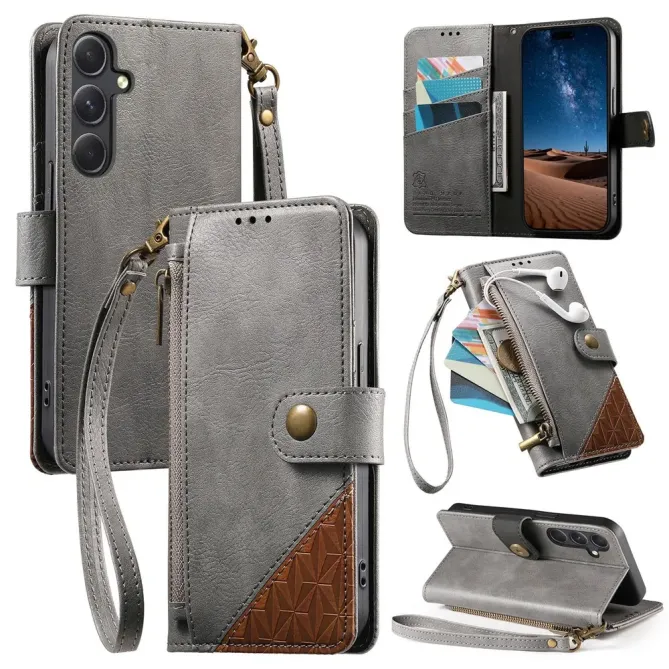 Housse Samsung Galaxy S26+ Portefeuille Bicolore Zippée avec Dragonne