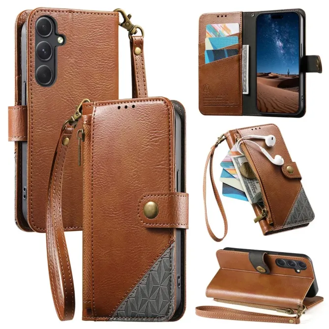 Housse Samsung Galaxy S26+ Portefeuille Bicolore Zippée avec Dragonne