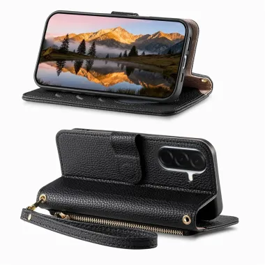 Housse Samsung Galaxy S26+ Portefeuille Cœur avec Poche Zippée et Drag