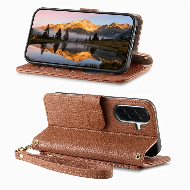 Housse Samsung Galaxy S26+ Portefeuille Cœur avec Poche Zippée et Drag