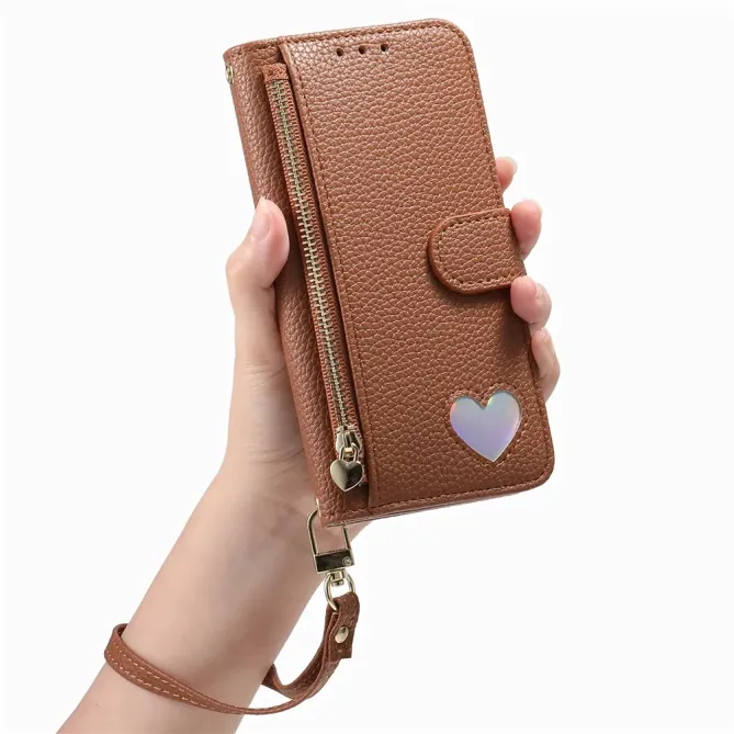 Housse Samsung Galaxy S26+ Portefeuille Cœur avec Poche Zippée et Drag