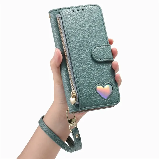 Housse Samsung Galaxy S26+ Portefeuille Cœur avec Poche Zippée et Drag