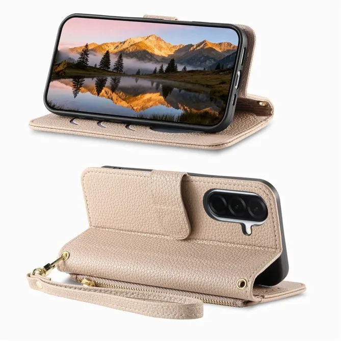 Housse Samsung Galaxy S26+ Portefeuille Cœur avec Poche Zippée et Drag