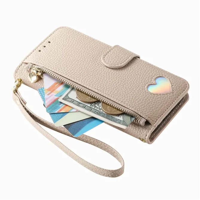 Housse Samsung Galaxy S26+ Portefeuille Cœur avec Poche Zippée et Drag