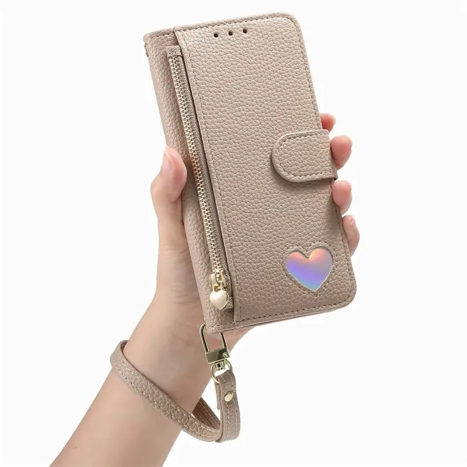 Housse Samsung Galaxy S26+ Portefeuille Cœur avec Poche Zippée et Drag