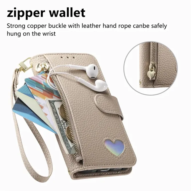 Housse Samsung Galaxy S26+ Portefeuille Cœur avec Poche Zippée et Drag