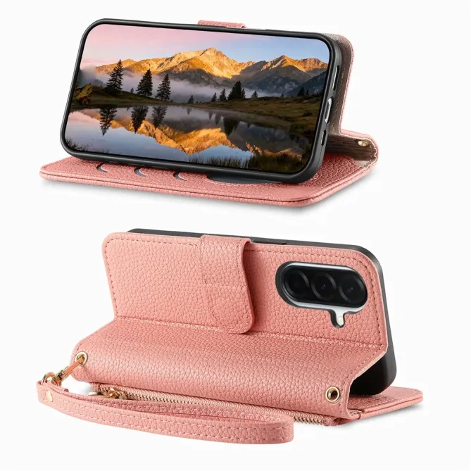 Housse Samsung Galaxy S26+ Portefeuille Cœur avec Poche Zippée et Drag