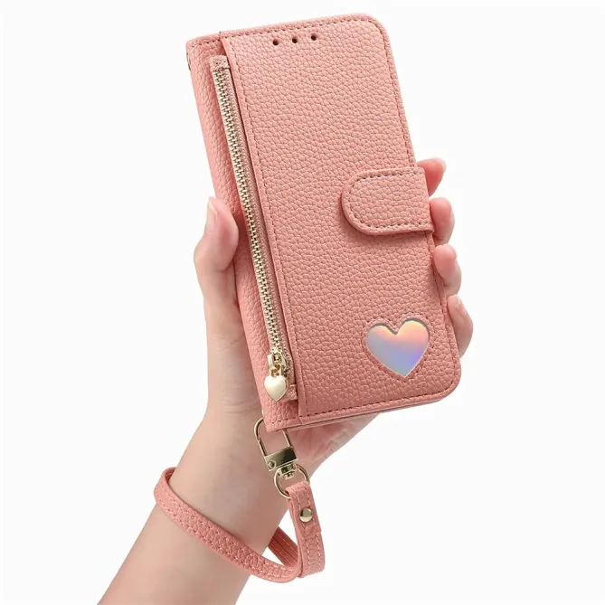 Housse Samsung Galaxy S26+ Portefeuille Cœur avec Poche Zippée et Drag