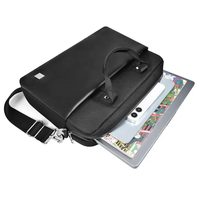 Sacoche Ordinateur 15.6" Hali en Polyester et Simili Cuir | Hali-Business