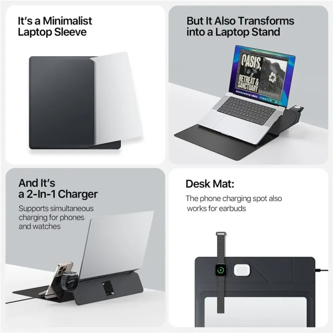 Housse Ordinateur 15-16" AirQ Series avec Chargeur Sans Fil et Support