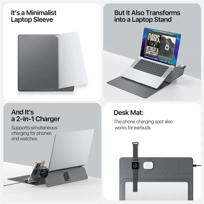 Housse Ordinateur 15-16" AirQ Series avec Chargeur Sans Fil et Support