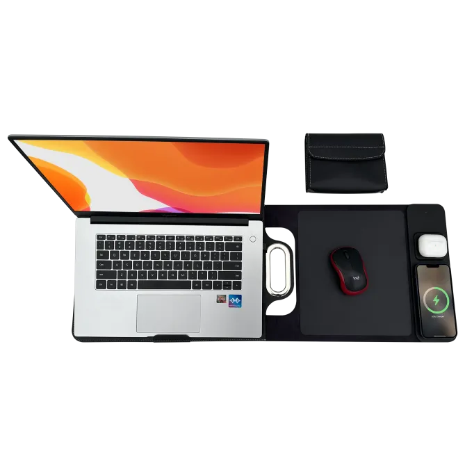 Housse Ordinateur Multifonction avec Chargeur Sans Fil 15W