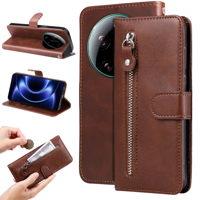 Housse Xiaomi 17 Ultra Portefeuille Zippée en Simili Cuir