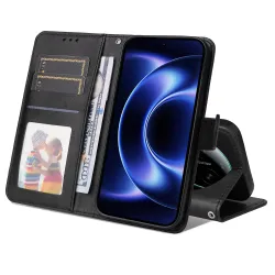 Housse Xiaomi 17 Ultra Portefeuille Grain Fin avec Dragonne
