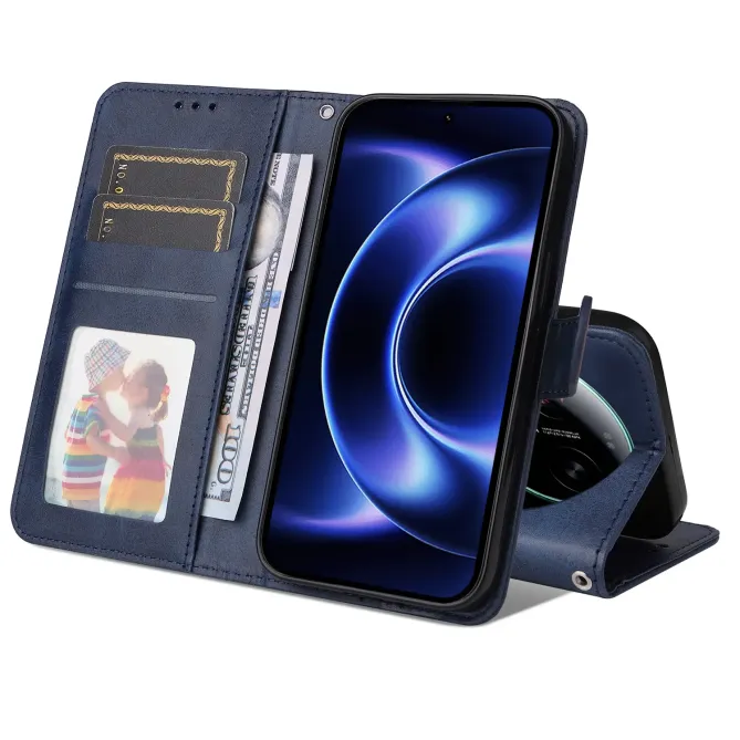 Housse Xiaomi 17 Ultra Portefeuille Grain Fin avec Dragonne