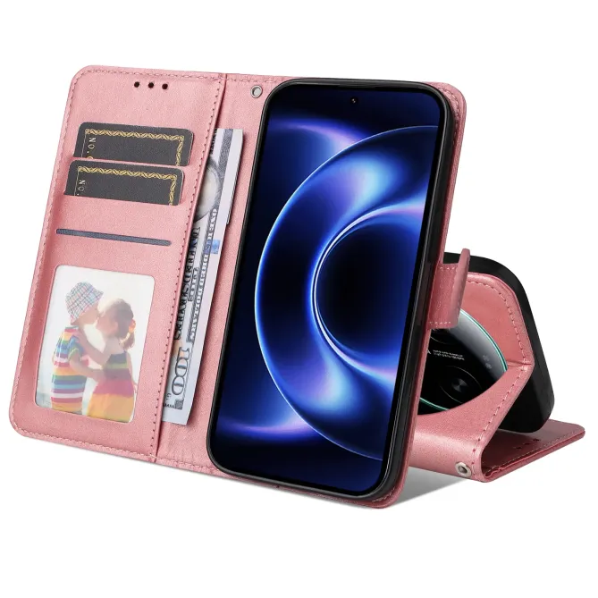 Housse Xiaomi 17 Ultra Portefeuille Grain Fin avec Dragonne