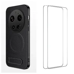 Coque Xiaomi 17 Ultra Magnétique Carbone avec Support et 2 Verres