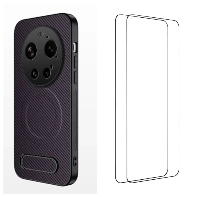 Coque Xiaomi 17 Ultra Magnétique Carbone avec Support et 2 Verres