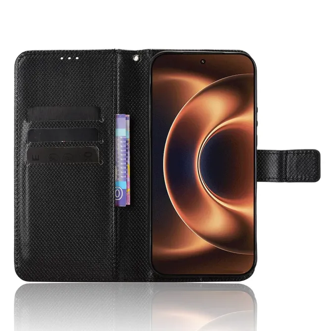 Housse Xiaomi 17 Ultra Texture Diamant avec Dragonne