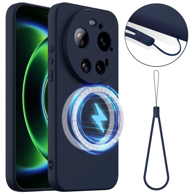 Coque Xiaomi 17 Ultra Power Silicone Liquide Magnétique, Lanière