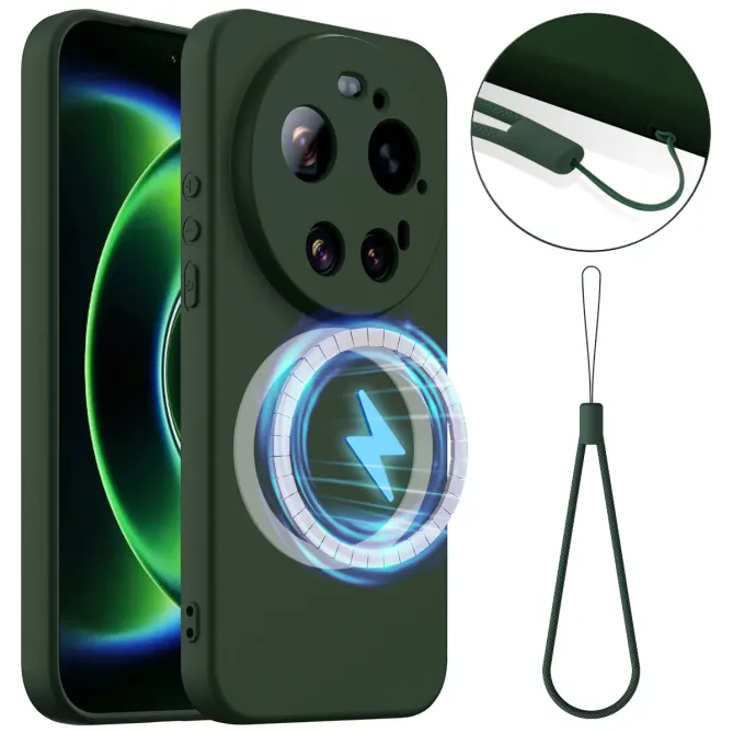 Coque Xiaomi 17 Ultra Power Silicone Liquide Magnétique, Lanière