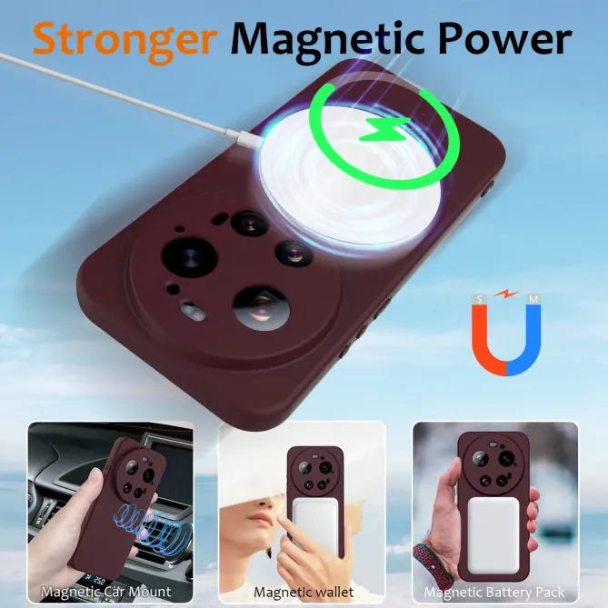 Coque Xiaomi 17 Ultra Power Silicone Liquide Magnétique, Lanière