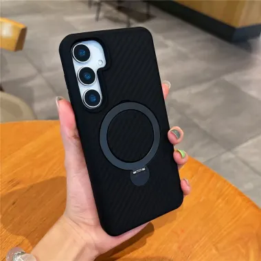 Coque Samsung Galaxy S26+ Magnétique Carbone avec Anneau Rotatif