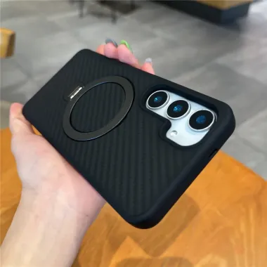 Coque Samsung Galaxy S26+ Magnétique Carbone avec Anneau Rotatif
