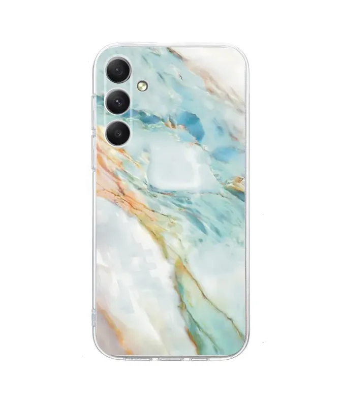 Coque Samsung Galaxy S26 Marbre Bleu et Or