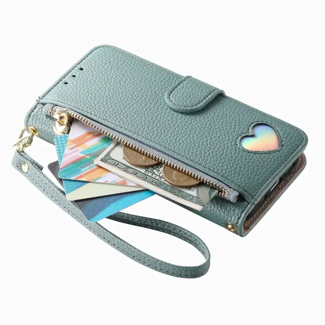 Housse Samsung Galaxy S26 Portefeuille Cœur avec Poche Zippée et Drag