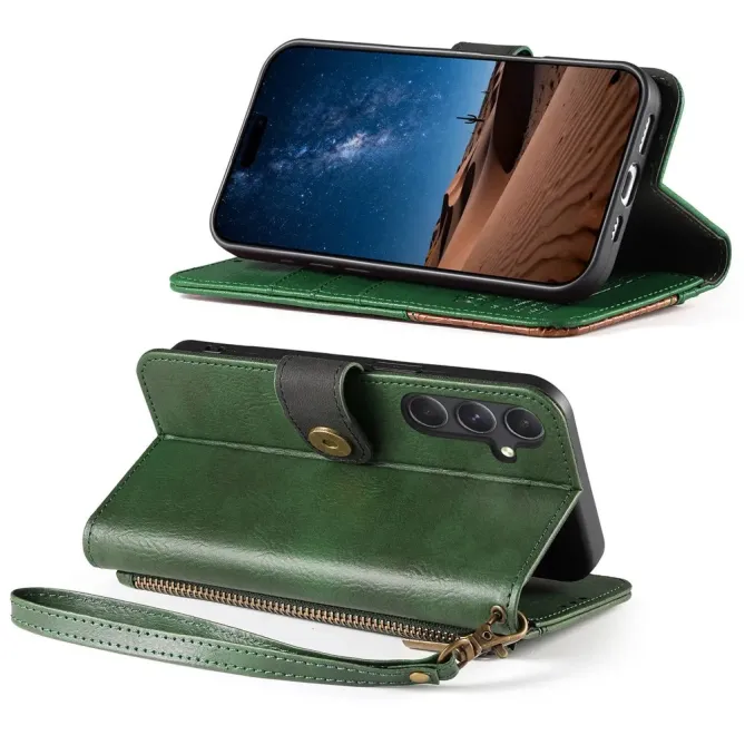 Housse Samsung Galaxy S26 Portefeuille Bicolore Zippée avec Dragonne