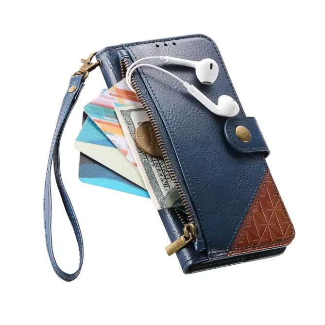 Housse Samsung Galaxy S26 Portefeuille Bicolore Zippée avec Dragonne