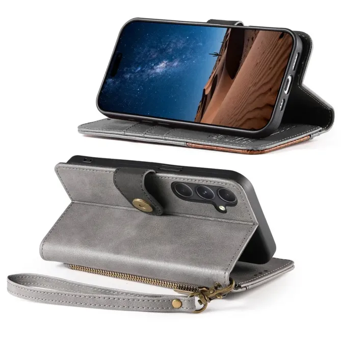 Housse Samsung Galaxy S26 Portefeuille Bicolore Zippée avec Dragonne