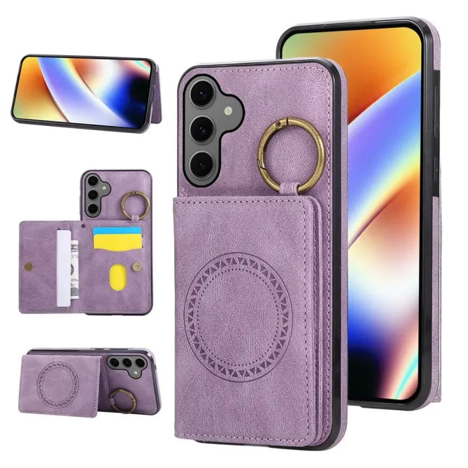 Coque Samsung Galaxy S26 Porte-carte et Anneau Métal | Vintage-Fold