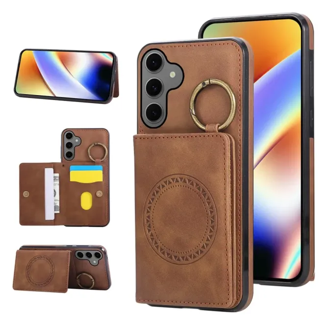 Coque Samsung Galaxy S26 Porte-carte et Anneau Métal | Vintage-Fold
