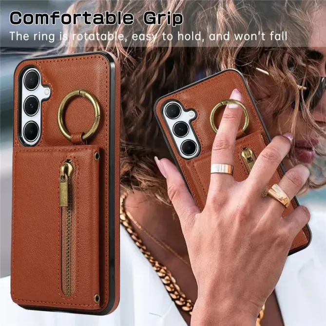 Coque Samsung Galaxy S26 Portefeuille Zippé avec Anneau | Urban-Zip