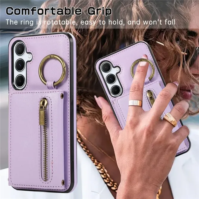 Coque Samsung Galaxy S26 Portefeuille Zippé avec Anneau | Urban-Zip