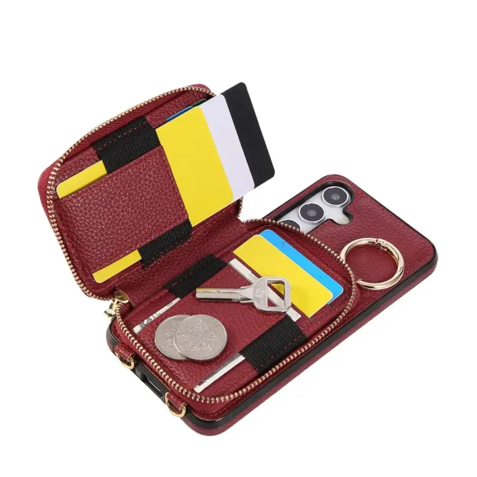 Coque Samsung Galaxy S26 Porte-monnaie Zippé avec Bandoulière | Zippe