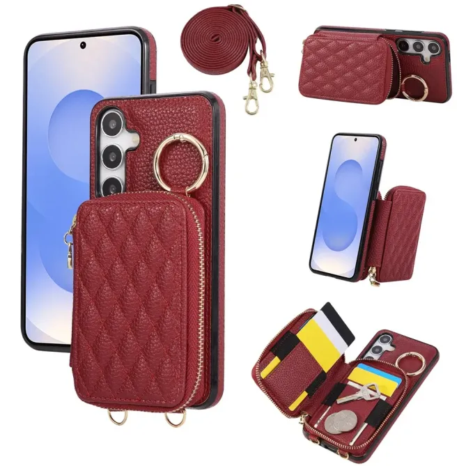 Coque Samsung Galaxy S26 Porte-monnaie Zippé avec Bandoulière | Zippe