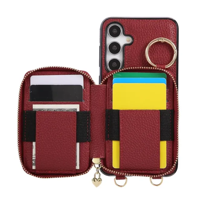 Coque Samsung Galaxy S26 Porte-monnaie Zippé avec Bandoulière | Zippe