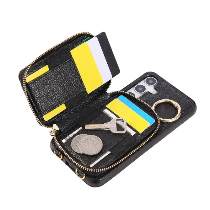 Coque Samsung Galaxy S26 Porte-monnaie Zippé avec Bandoulière | Zippe