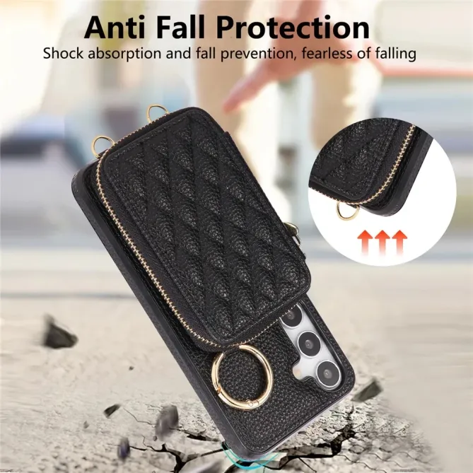 Coque Samsung Galaxy S26 Porte-monnaie Zippé avec Bandoulière | Zippe