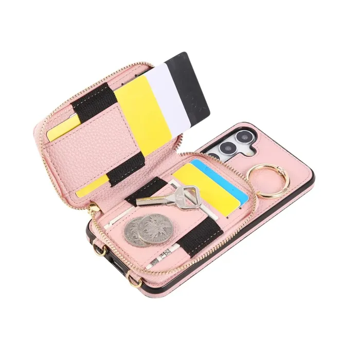 Coque Samsung Galaxy S26 Porte-monnaie Zippé avec Bandoulière | Zippe